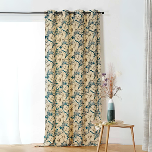 Comparateur de prix : Home Maison Rideau à motif floral (145x240 cm - Bleu Paon)
