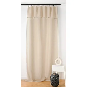 LINDER Voilage aspect lin bourdon noir - 140x295cm - Ecru pas cher