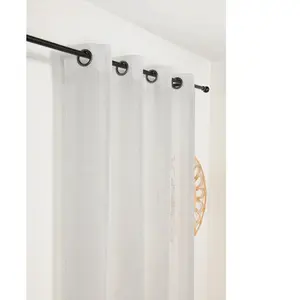 LINDER Voilage à Oeillets Motifs Carreaux Alsaciens (145x260 cm - Blanc) pas cher