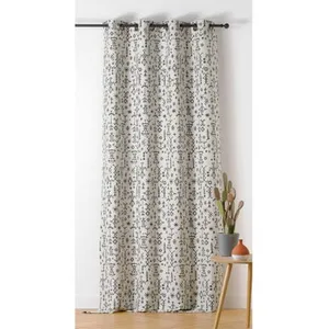 LINDER Rideau motif aztèque Mescal - 140x240cm - Noir pas cher