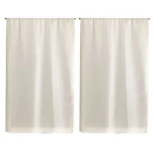 Linder Homemaison - Paire de Petits rideaux Unis en Etamine Beige 55x120 cm pas cher