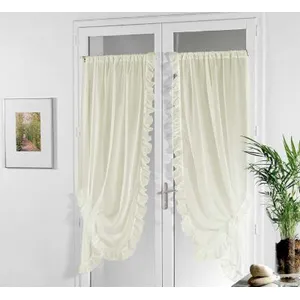 Linder Voilage Bonne Femme en Tergal et Lin - Ecru - 95 x 150 cm pas cher