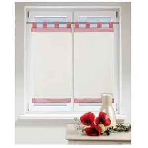 Linder Voilage - Rustique - Vichy Rouge et Blanc - 45 x 90 cm - Synthétique - Patte pas cher