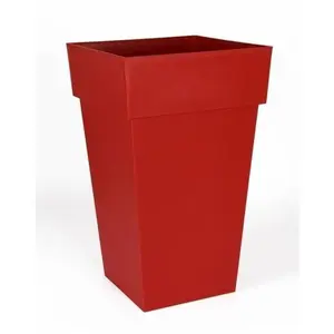 Pot de fleur carré Toscane 39 x H.65 cm - Rouge rubis - Eda TU
