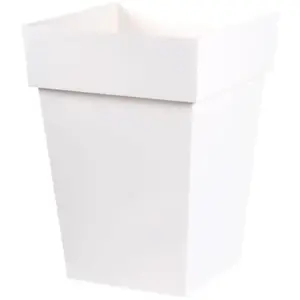 EDA Pot Carré Mi-Haut Toscane Blanc - 39x39x53cm 51l - Eda Plastiques pas cher