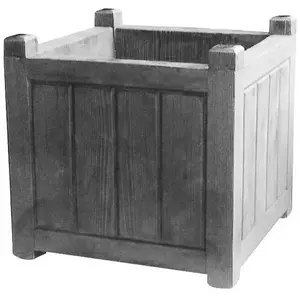 EDA PLASTIQUE Bac à fleurs carré 50x50cm 67L imitation bois Charme gris cérusé