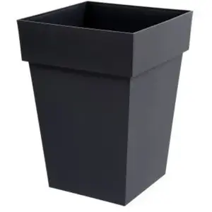 Comparateur de prix : Pot carré polypropylène Eda Toscane gris foncé 39 x 39 x h.53 cm