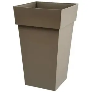 Comparateur de prix : EDA Pot de fleur haut carré Toscane - 39 x 39 x H 65 cm - 62 L - Taupe