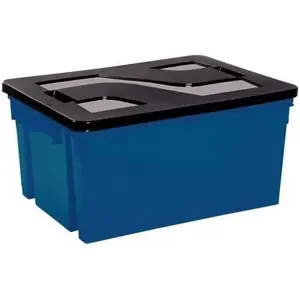 EDA Plastiques Bac de rangement Eda - Avec couvercle - Bleu et noirVendu paramazon
