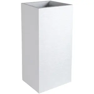 Comparateur de prix : EDA PLASTIQUE Pot de fleurs carré haut Graphit - D40cm - H80cm - 31L - blanc cérusé