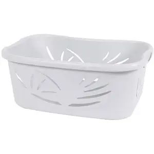 Comparateur de prix : EDA - Corbeille à linge Flora ergonomique 37 Litres blanc cérusé