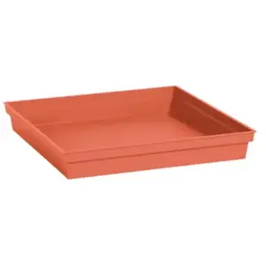 Soucoupe CarrÃ©e Eda Toscane 40 X 40 X H5,9 Cm - Orange Terre Battue pas cher