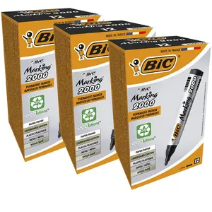 Bic - 3 Boîtes de 12 marqueurs permanents Marking 2000 ECOlutions noirs OS pas cher