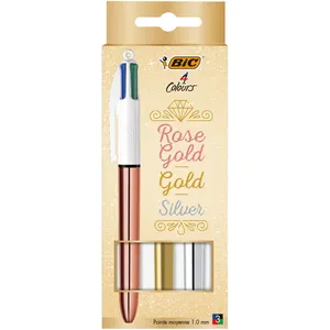 Comparateur de prix : BIC Lot de 3 stylos à bille Pick Gold et Silver 4 couleurs
