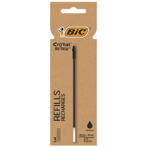 Comparateur de prix : Etui 3 recharges BIC Cristal Renew Noir
