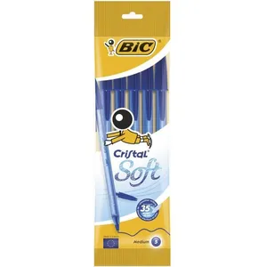 BIC Stylo-bille cristal soft bleu x5Vendu parcdiscount