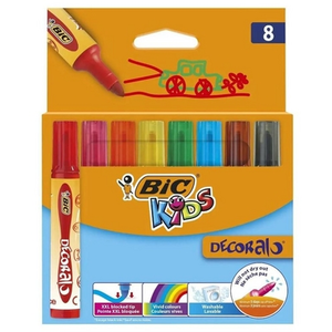 Bic Kids Pack 8 Feutre coloriage Deoralo Corps et Pointe Extra-large Encre lavable Assortis pas cher