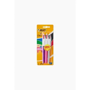 Comparateur de prix : Stylos à bille - BIC - Shine - Métal - 4 couleurs - Pointe moyenne 1.0 mm