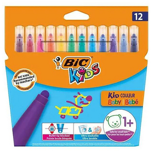 Comparateur de prix : Bic Kids - Feutres Kid Couleurs Baby Assortis - Pochette De 12