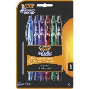 Comparateur de prix : Bic Blister de 6 Stylos-Gel Rétractables Gel-ocity Quick Dry Couleurs Assorties