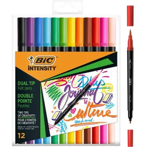BIC Feutre DUAL BRUSH, 2en1, étui de 12, couleurs assorties