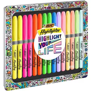 Surligneurs - BIC - Boîte de 15 - Couleurs intenses et pastel - Pointe biseautéeVendu parfnac