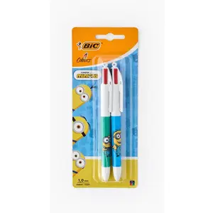 BIC 4 Couleurs Minions Original Stylo-Bille Rétractable Pointe Moyenne (1,0 mm) - Blister de 2 pas cher