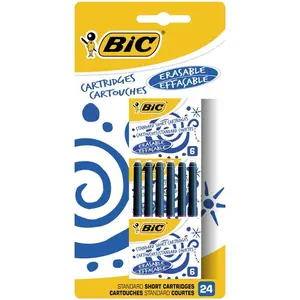 Cartouches d'encre bleues effaçables Bic - Blister de 24 Cartouches co... pas cher
