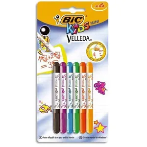 Comparateur de prix : 6 Feutres Bic Kids Mini Velleda pour ardoise blanche Pointe Moyenne