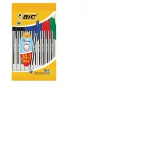 Comparateur de prix : BIC® - Lot de 27 Stylos à bille Cristal® Original - Noir, bleu, rouge et vert