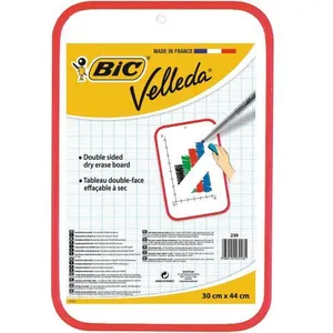 Tableau Blanc Velleda Bic double-face unie - 44 x 30 cm Rouge Rouge pas cher