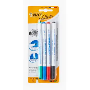 Lot de 4 marqueurs effaçables Velleda 1721 - BIC - Pointe ogive fine - 4 couleurs pas cher