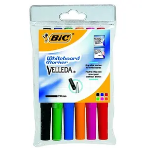 Comparateur de prix : Feutre Velleda 1741 Bic pointe moyenne - Pochette x 6 couleurs