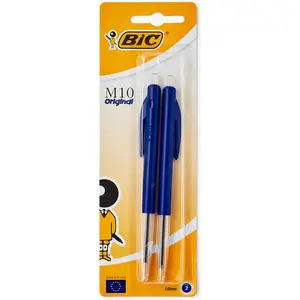 BIC M10 Original Stylos-Bille Rétractables Pointe Moyenne (1,0 mm) - Bleu, 2 Unité pas cher