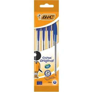 Comparateur de prix : BIC Cristal Original Stylos-Bille - Bleu, Pochette de 4