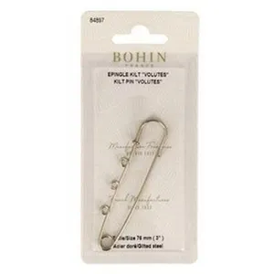 Epingles Kilt Volutes 76mm - Bohin(...) - Acier Doré