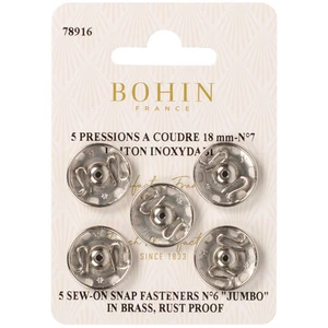Comparateur de prix : Bohin Bouton pression à coudre 18 mm argenté par 5