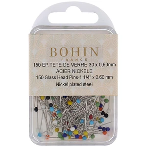 Bohin Epingles tête en verre multicolores par 150