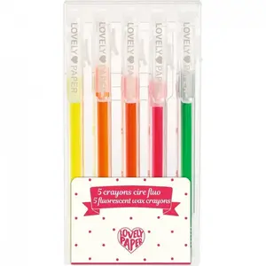 Djeco - Lot De 5 Crayons Cire Fluo