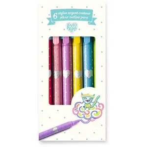 Djeco 6 stylos argent contour pas cher