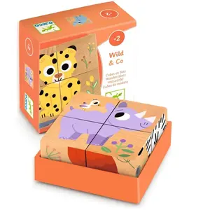 Comparateur de prix : Djeco - Puzzle cubes en bois Wild & Co Multicolore taille unique
