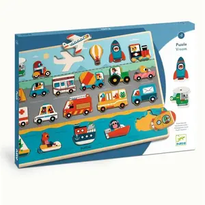 Djeco - Puzzle en bois Vroum Multicolore taille unique pas cher