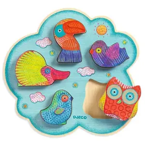 Djeco Puzzle encastrement 5 pièces en bois : Toucanco pas cher