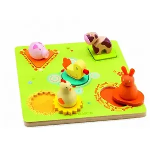 Encastrement 3D - DJECO - Bildi - 6 pièces - Vert et Multicolore - Bébé