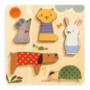 Djeco - Puzzle animaux Woodypets - 5 pièces Multicolore taille unique pas cher
