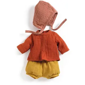 Ensemble de vêtements pour poupon Poméa 32 cm - DJECO - Mandarine - Bloomer, Chemise, Béguin pas cher
