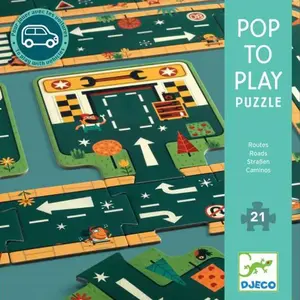 DJECO Puzzle 21 pièces : Pop to play : Routes Coloris Unique pas cher