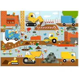Djeco Puzzle Géant - Le chantier - 12pcs +5pcs pas cher