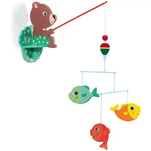 Djeco Mobile décoratif en bois : Ours à la pêche pas cher
