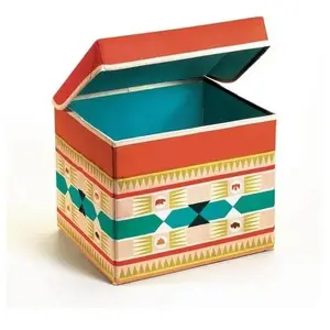 Djeco - DD04482 - Coffre a jouets pliable tabouret motif Tipi pas cher